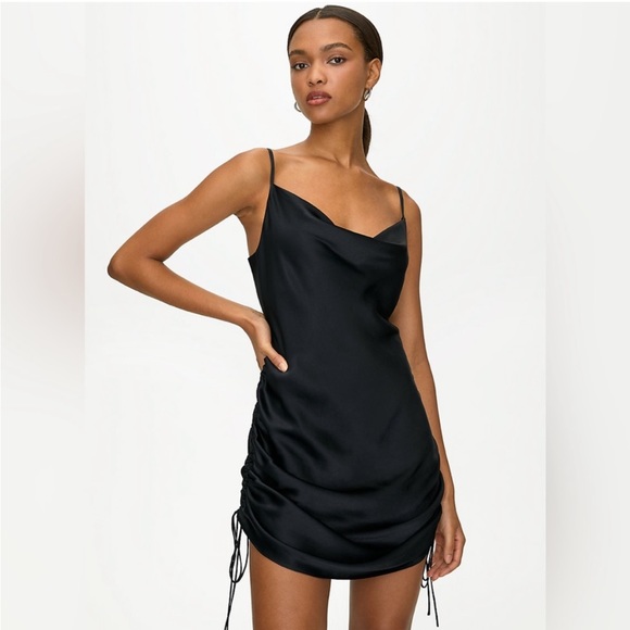 Aritzia Dresses & Skirts - (NWT) WILFRED Only Ruched Slip Dress in Black. Size  MED. Brand New!